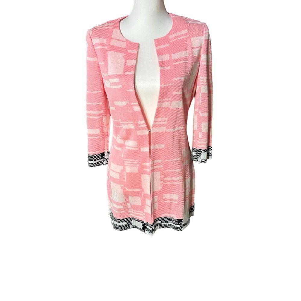 Ming Wang Toula Women’s Pink White Black Knit Jacket Sz X Small